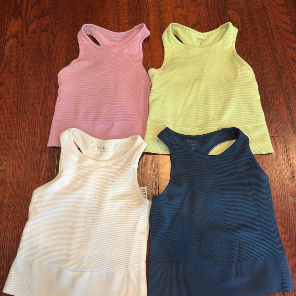 Kids Sleeveless Tops - Pink, Green, White, and Blue